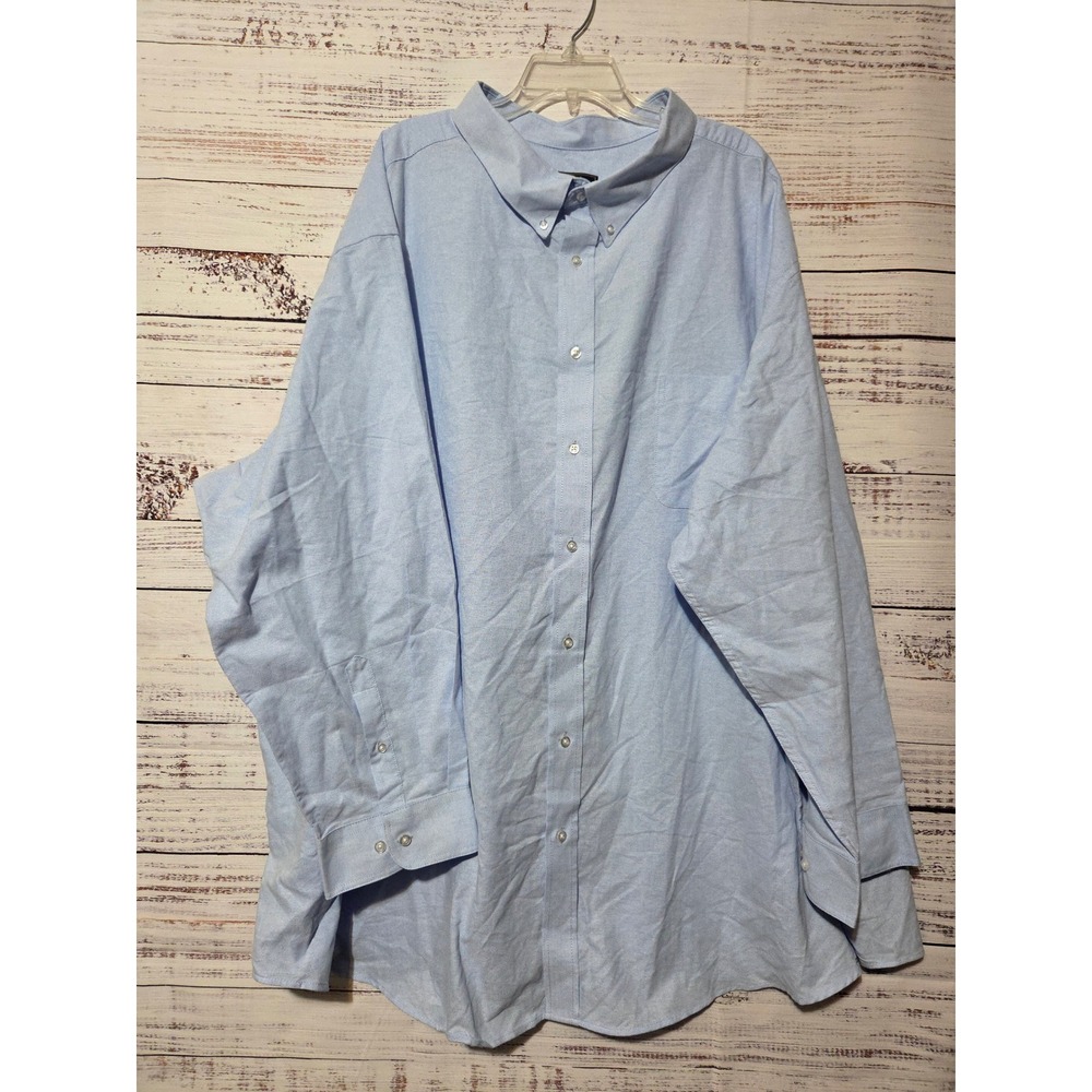 KS Signature Mens Light Blue Oxford Button Down Dress Shirt 24 37/8 Tall